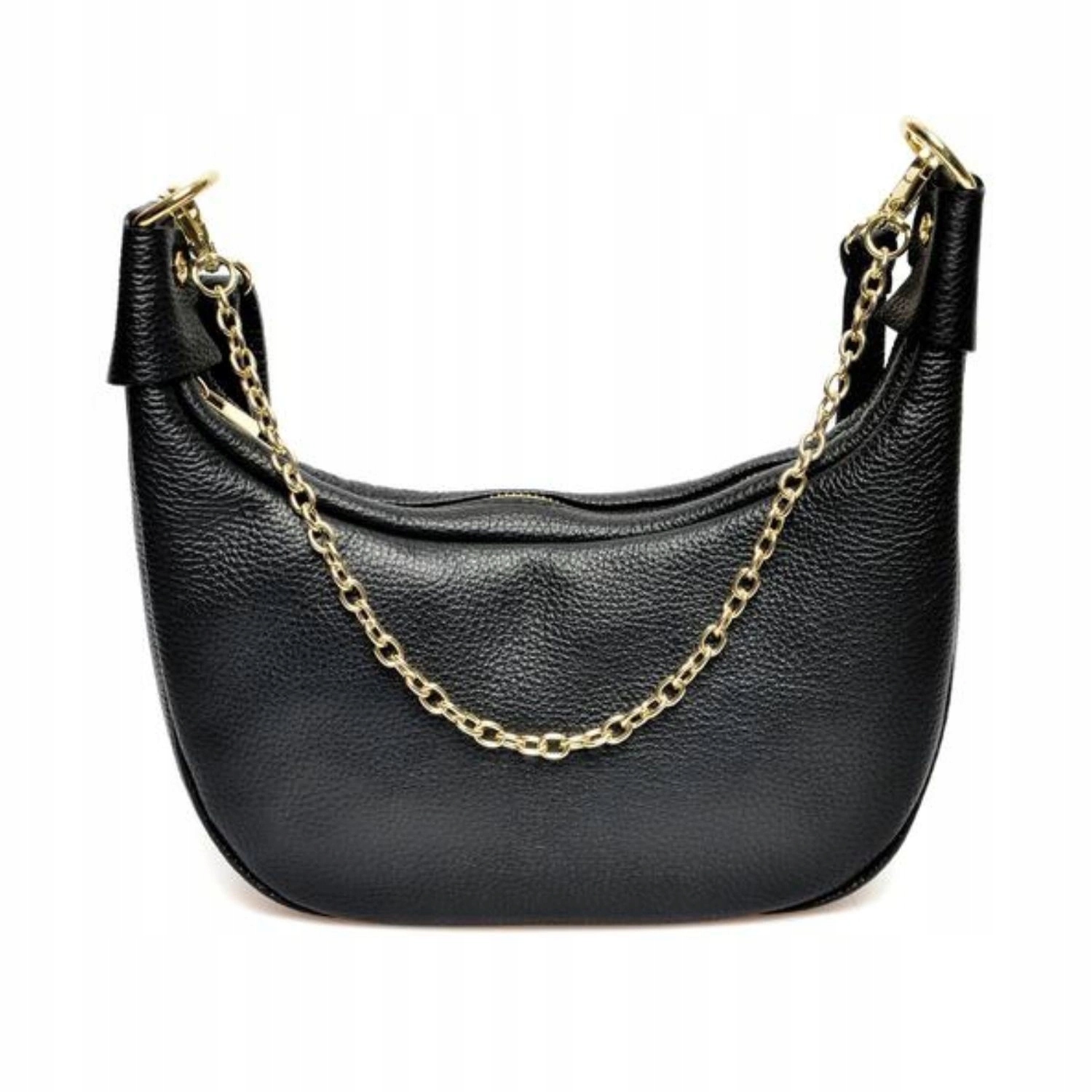 Dámská kabelka Mangotti černá kožená s módním řetízkem, přírodní kůže