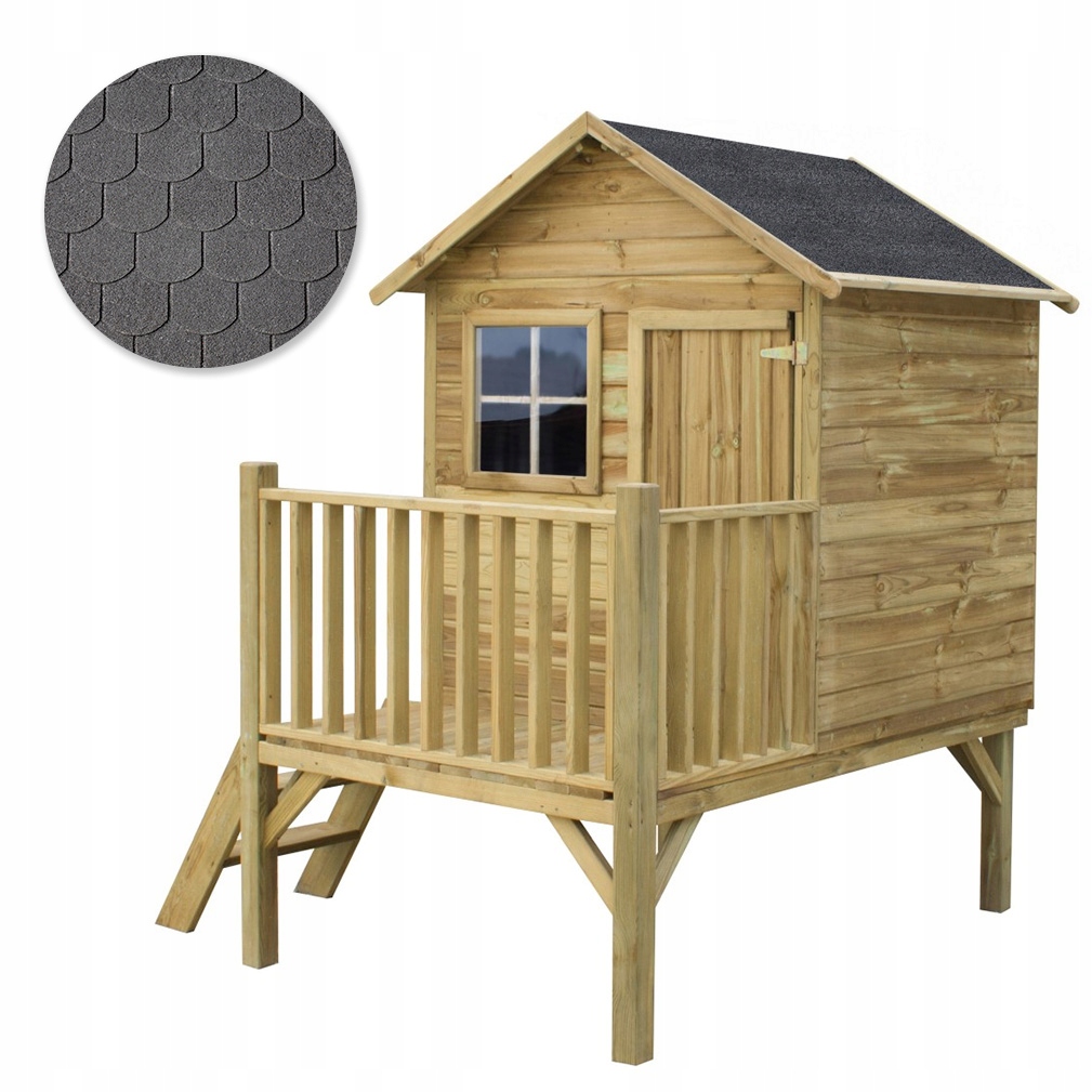 Dřevěný zahradní domek pro děti Tomek antracitový asfaltový šindel Set