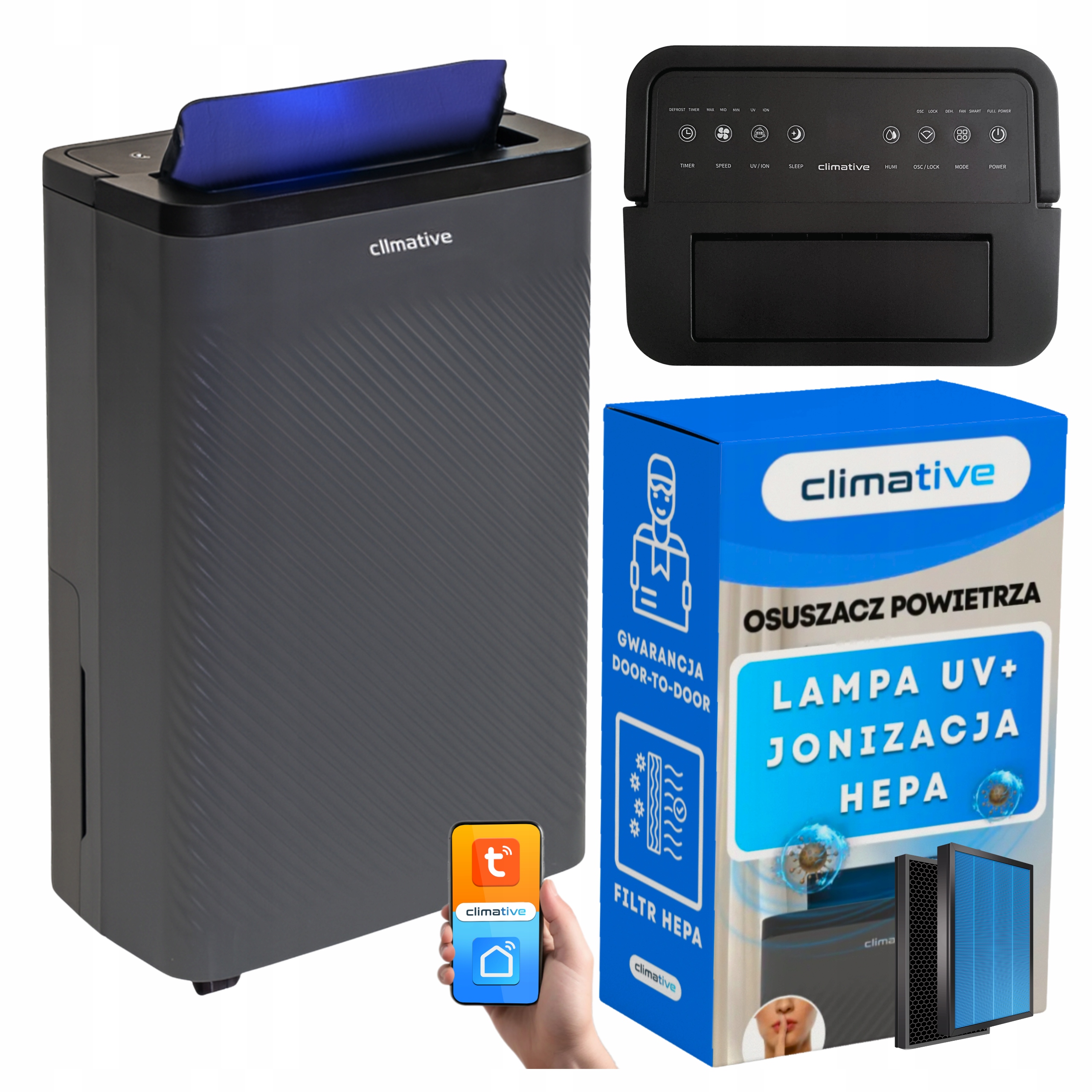 Domácí odvlhčovač vzduchu 24 l WiFi Uv Smart Filtr pro alergiky Nexi