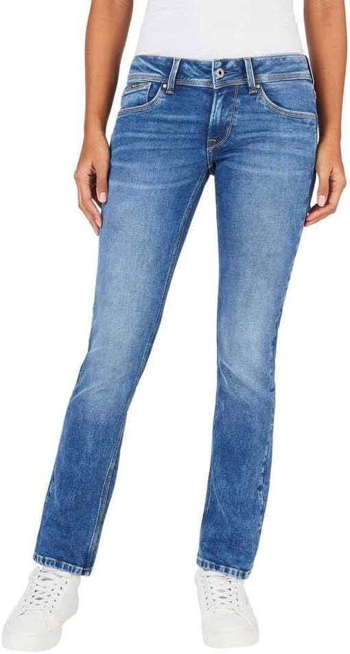 Pepe Jeans Modré Džíny Úzké Nohavice S Oděrkami, Vysoký Pas 31/32 Xta