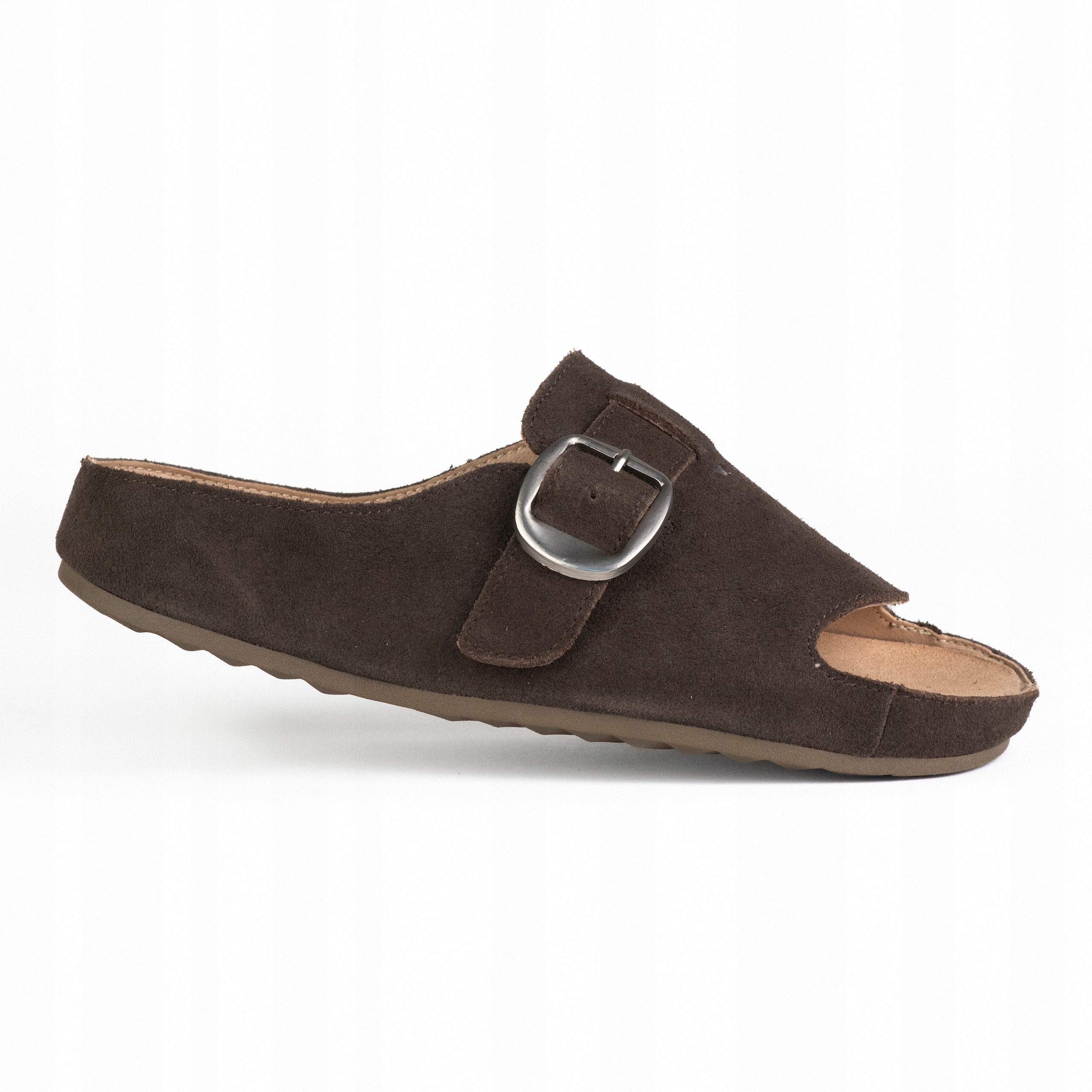 Klapki damskie klasyczne Goodin SW-2665 skóra zamsz miękkie brąz 38