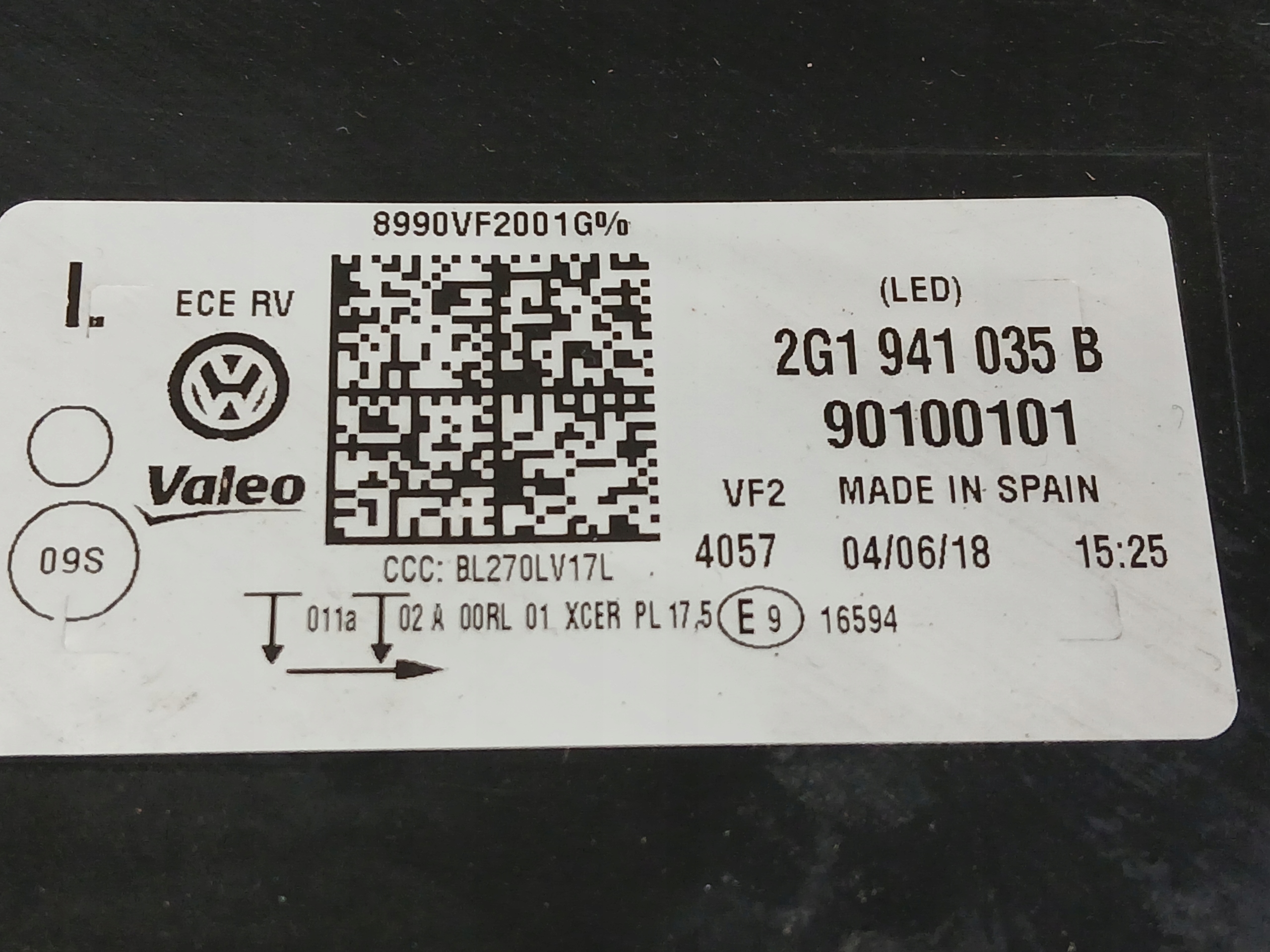 light front left VW POLO 2G FULL LED 17- 2G1941035B