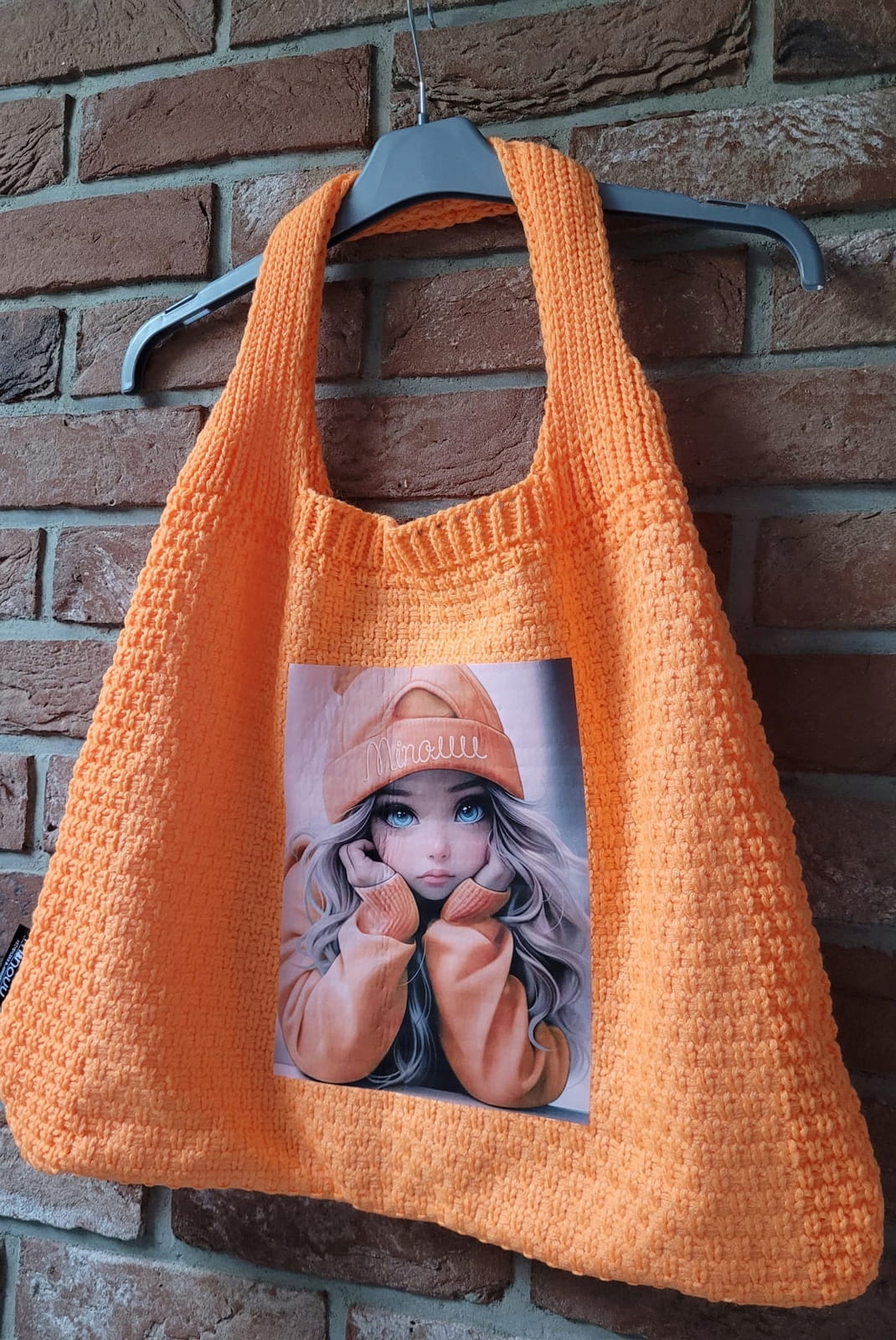 Dzianinowa torba laleczka Minouu pomarańczowa