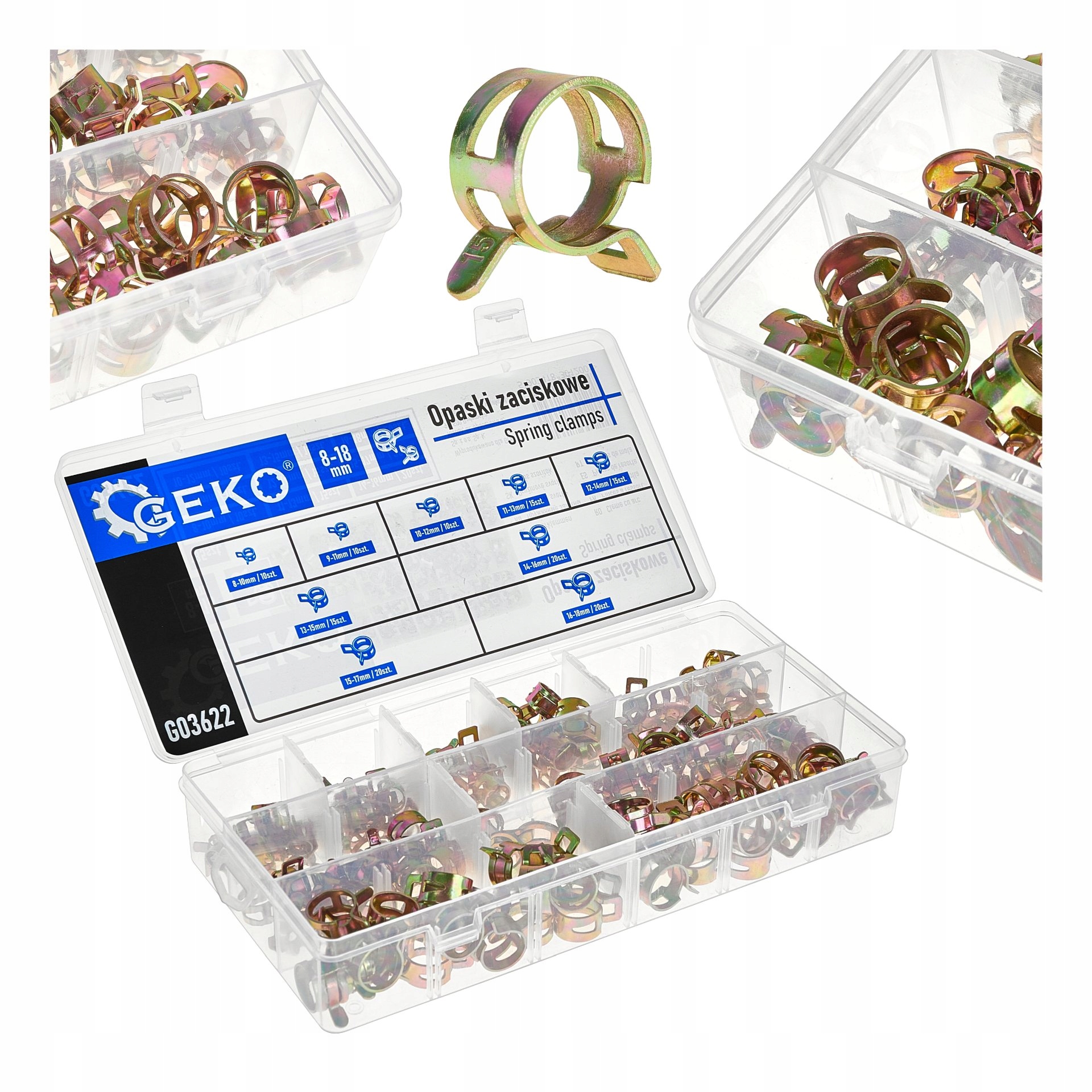 Opaski zaciskowe 8-18mm zestaw 135cz. Geko G03622