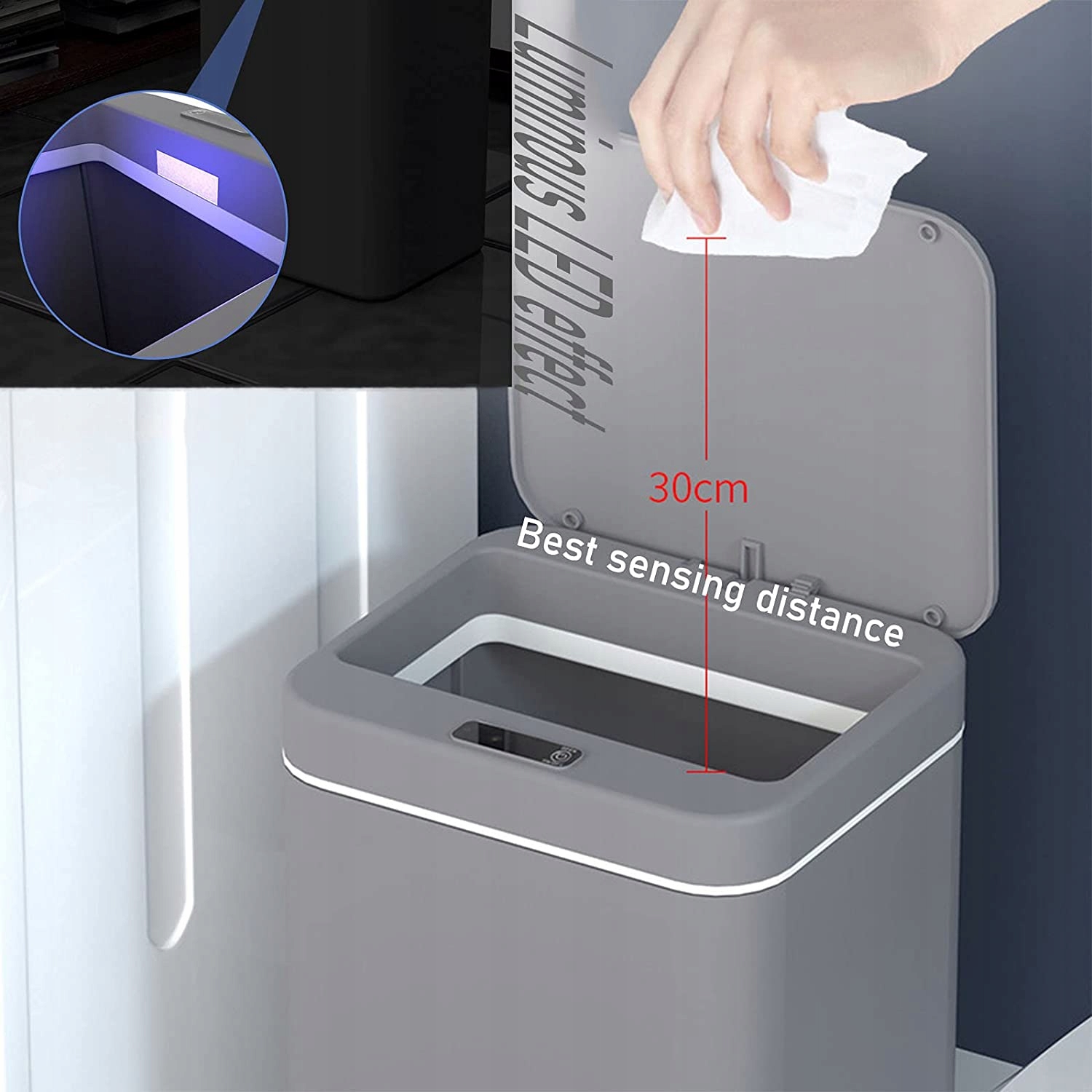 Inteligentny kosz na mieci z podwójnym sensorem Liczba komór brak informacji