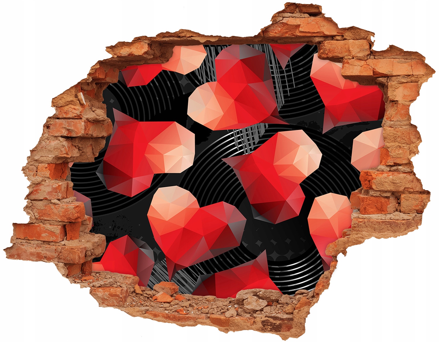 

Naklejka dziura ścienna 120x93 Geometryczne serca