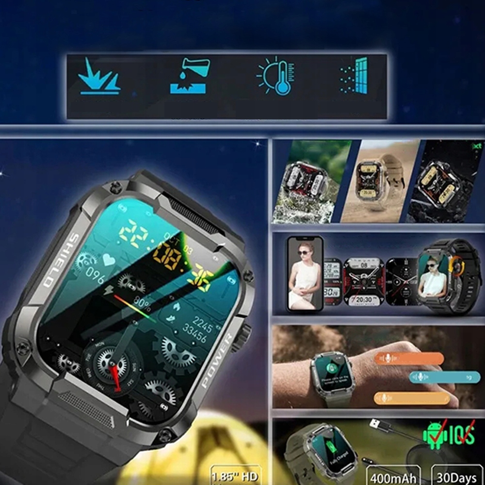 SMARTWATCH ZEGAREK MĘSKI GPS SPORTOWYCH MONITOR PL Wodoszczelność tak