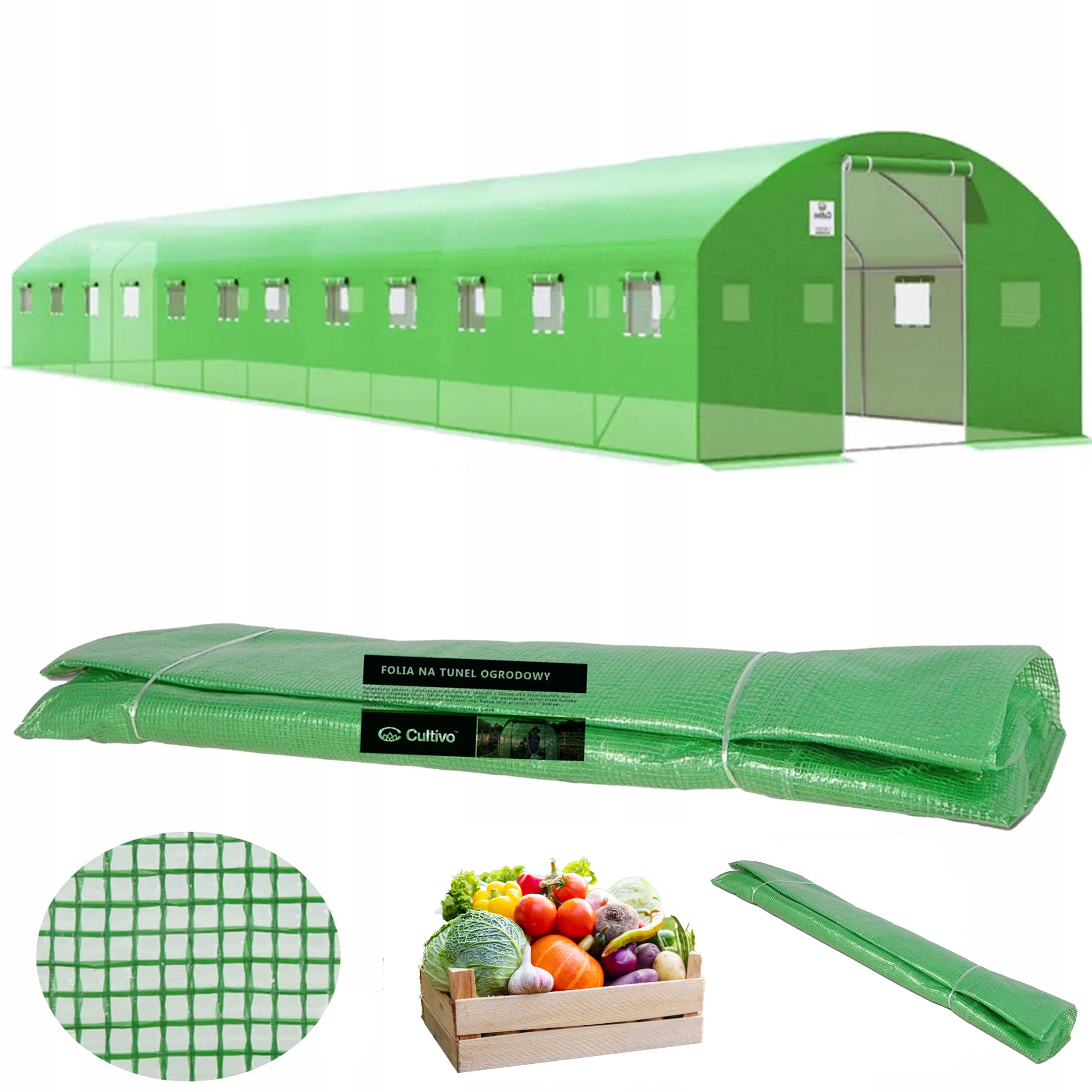 Fólia na záhradný tunel Skleník 4x12x2 Dvojité Uv dvere Zadarmo