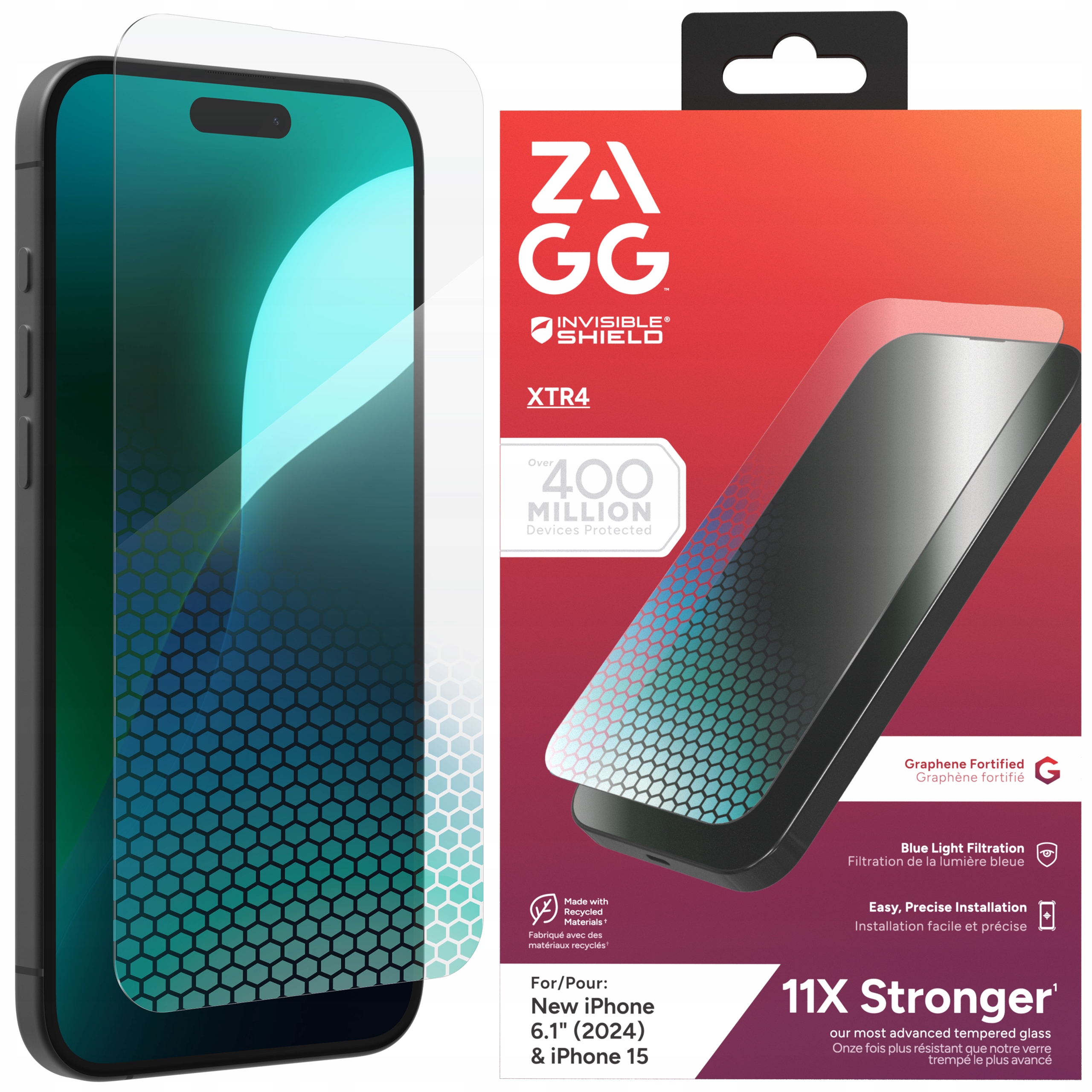 Zagg Glass XTR4 Tvrzené Sklo na displej pro iPhone 16 Plus 15 Plus