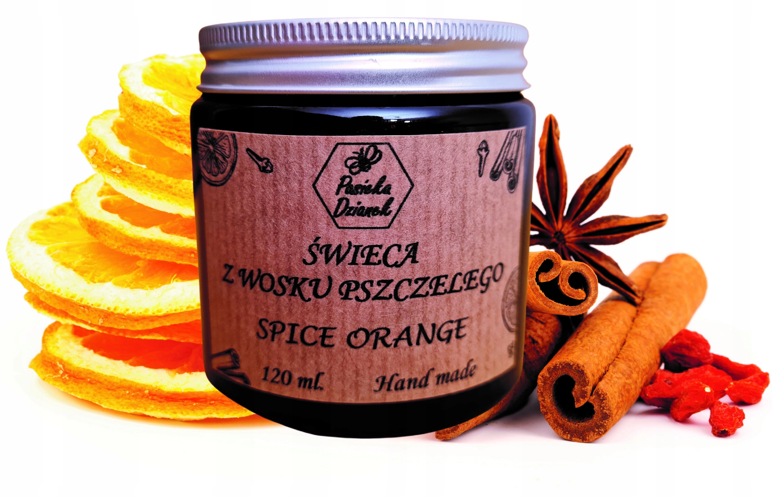 

Zapachowa świeca z wosku pszczelego Spice Orange