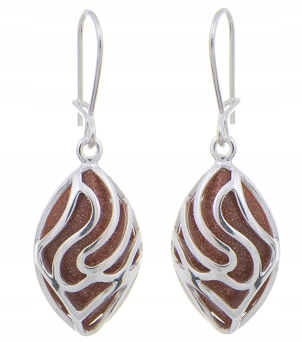 Krásné Stříbrné Náušnice S Pískem Pouště