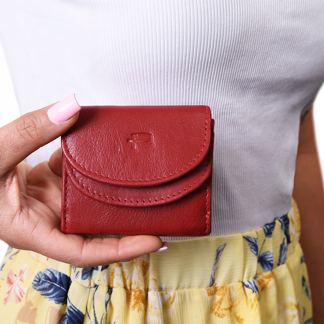 Dámská kožená peněženka Mini, červená s RFiD, malý a elegantní Pako Jeans