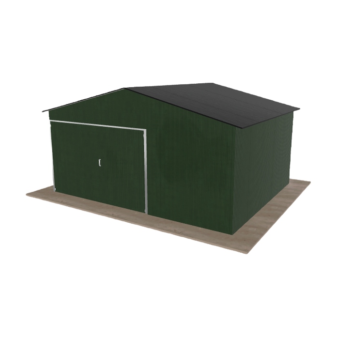 Plechová garáž 5x4 m jednopolohová, dvouspádová, zelená