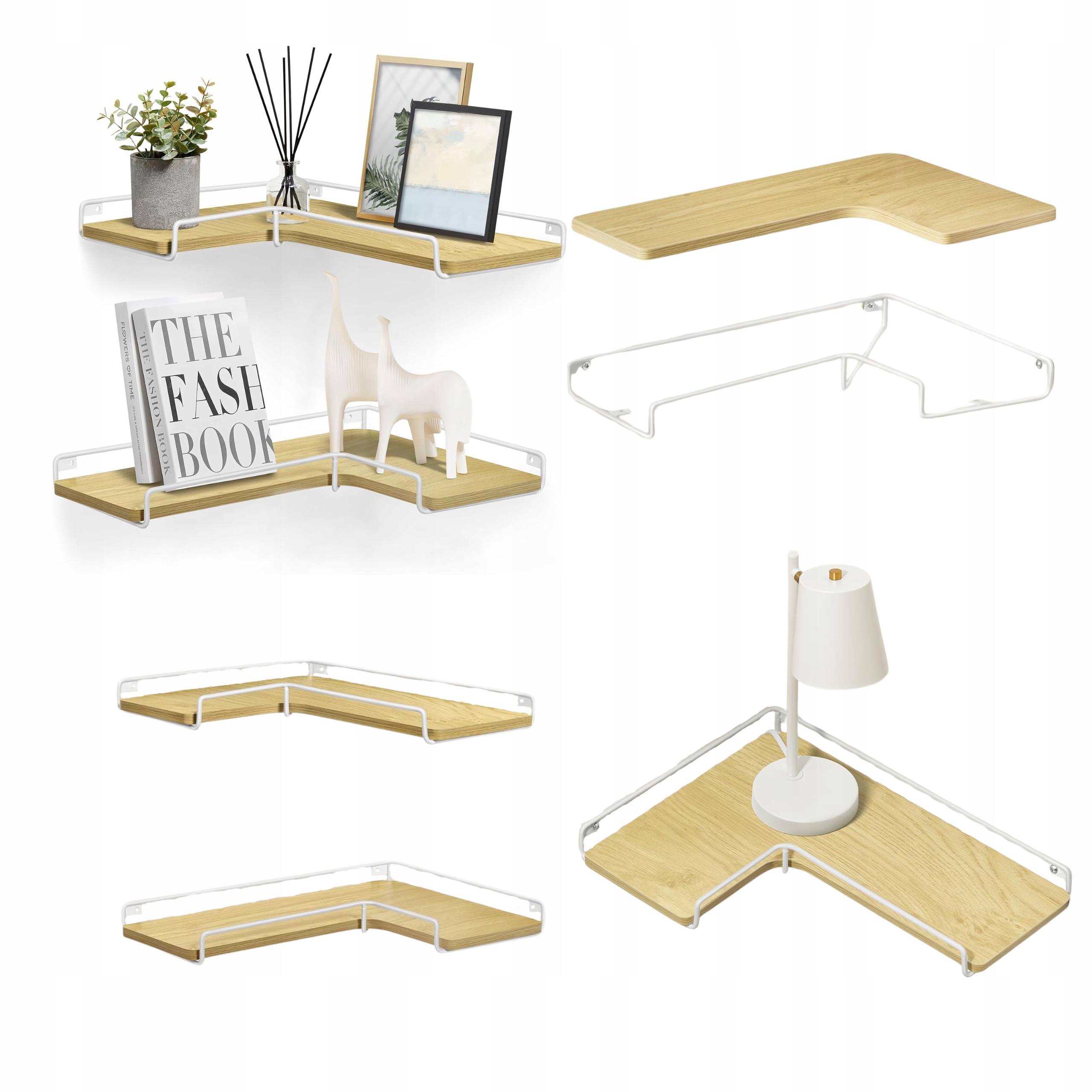 Rohové police 2ks Moderní nástěnné regály 40 cm do obývacího pokoje Kuchyně Ložnice