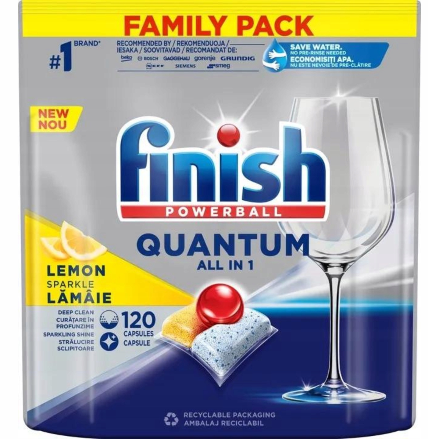 Levně Finish Kapsle do myčky Quantum Powerball 120 kapslí Lemon All in 1