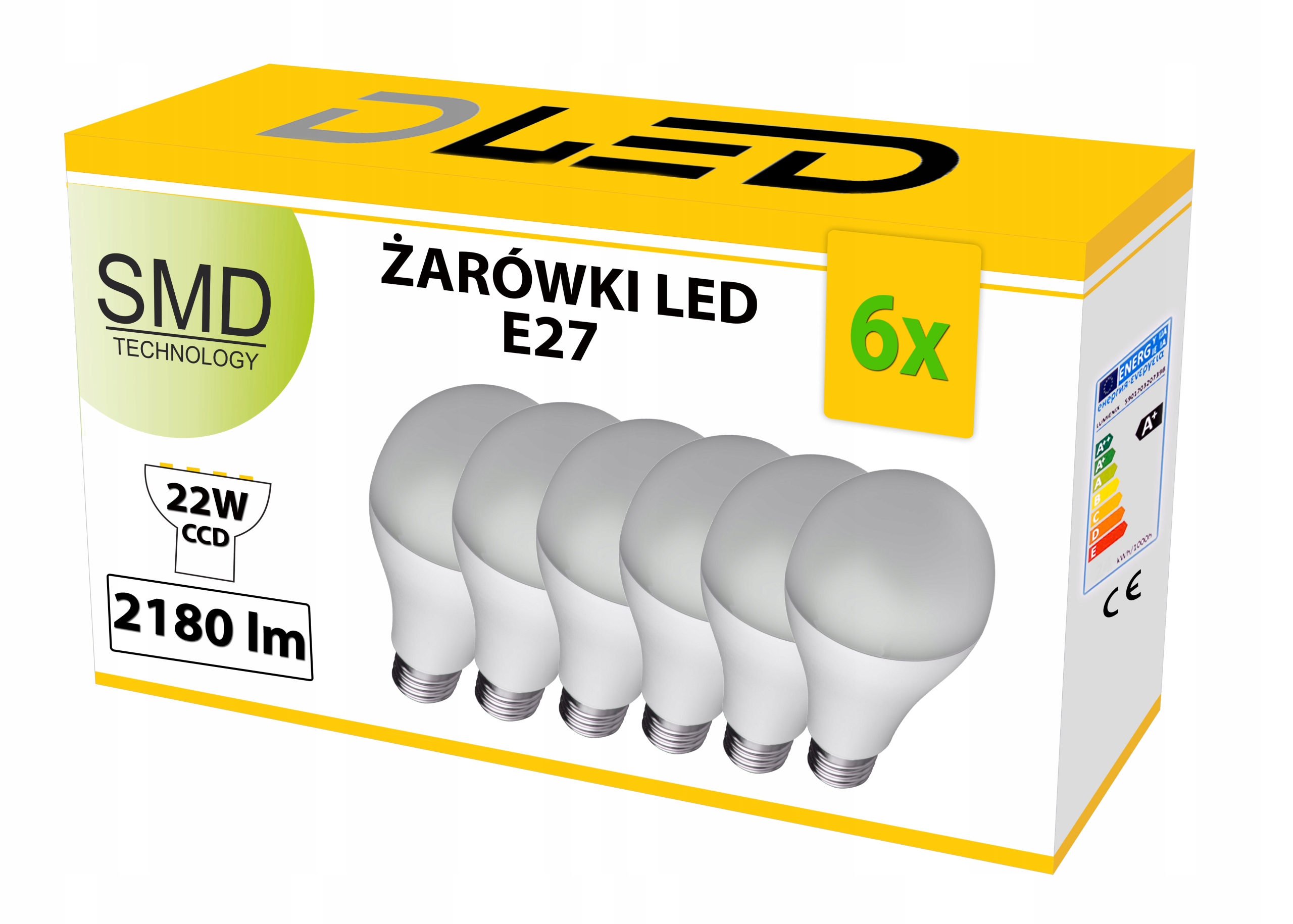 

6x Żarówka Led 2835 E27 Smd 2180lm CCD kula 22W