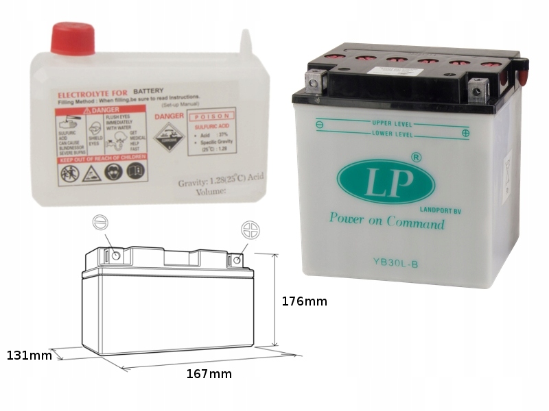 Landport Batéria YB30L-B (MD LB30L-B) 12V 30AH 168X132X176 Harley Davids