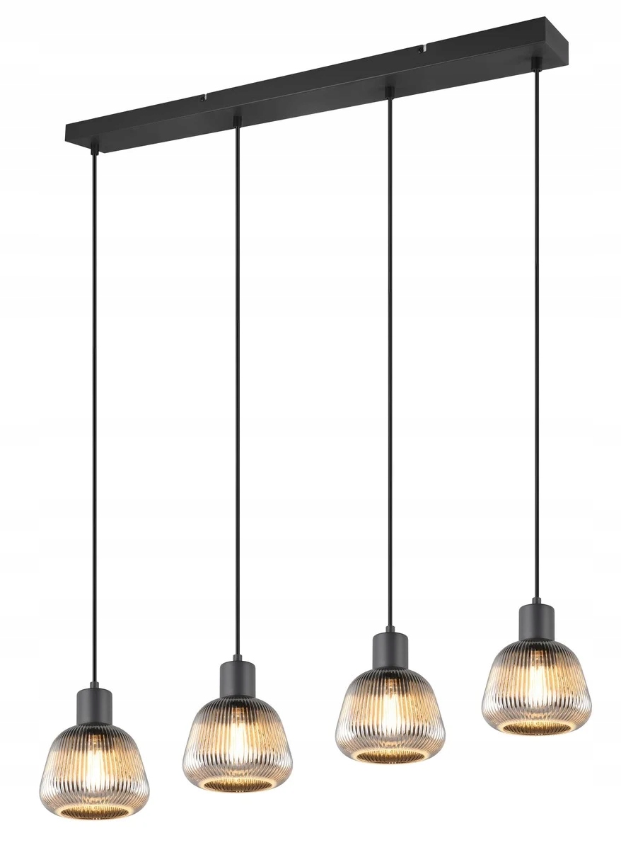 Závesná lampa čierna Retro 4xE27 25W Tarifa Trio sklenené tienidlá