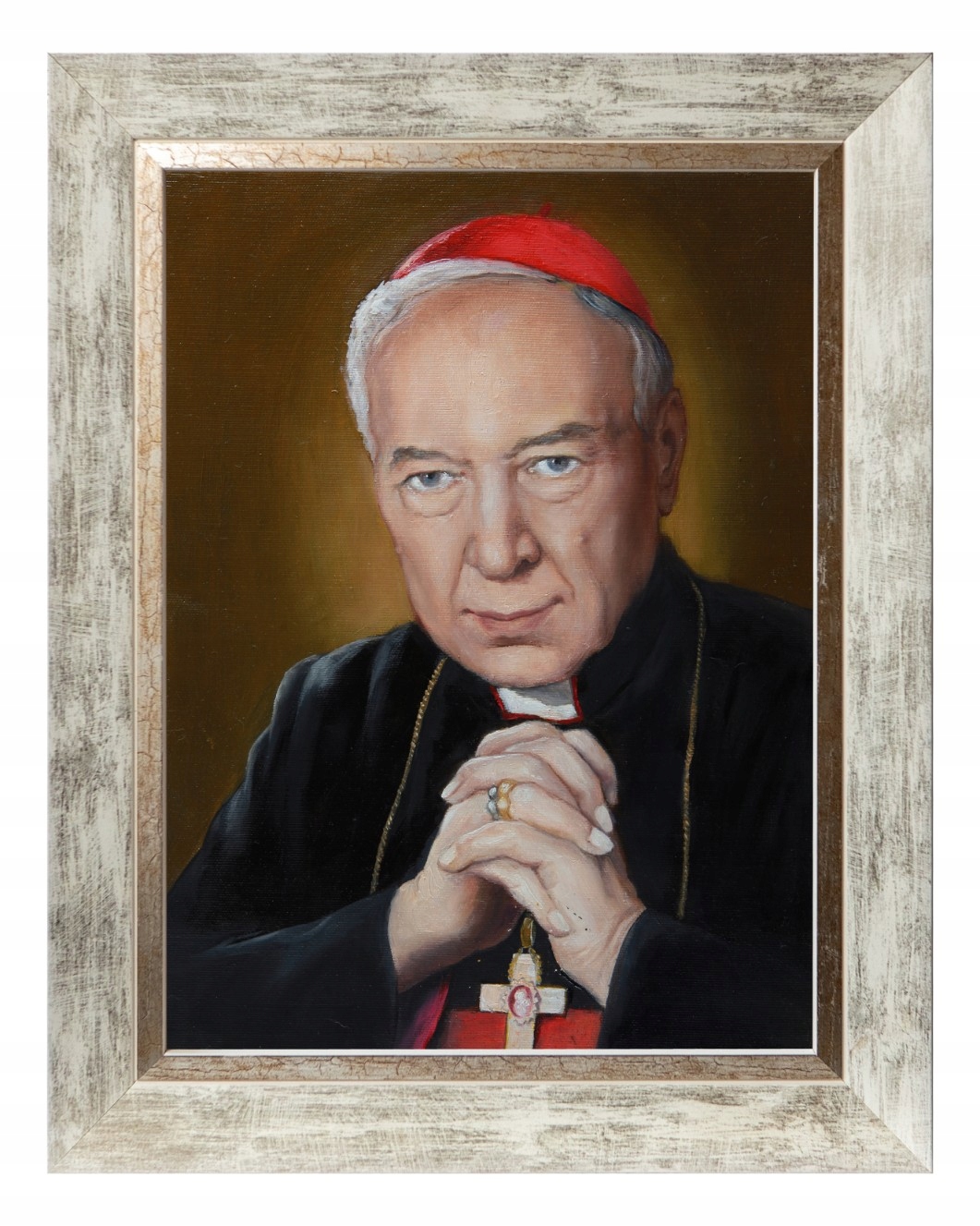 Kardinál Stefan Wyszyński Náboženský Obraz Na Plátně V Bílém Rámu 30X40