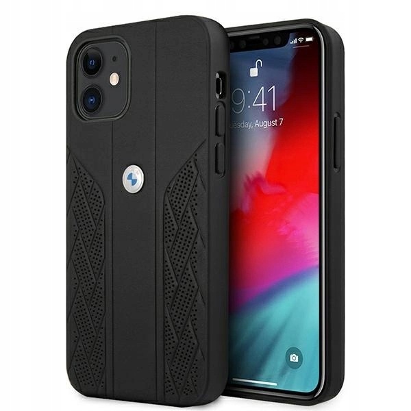 Etui Bmw Leather Curve Perforate na iPhone 12 mini czarne