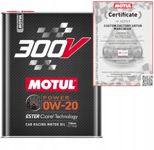 

Motul 300V Power 0W20 Ester Core Olej Wyczynowy 2L