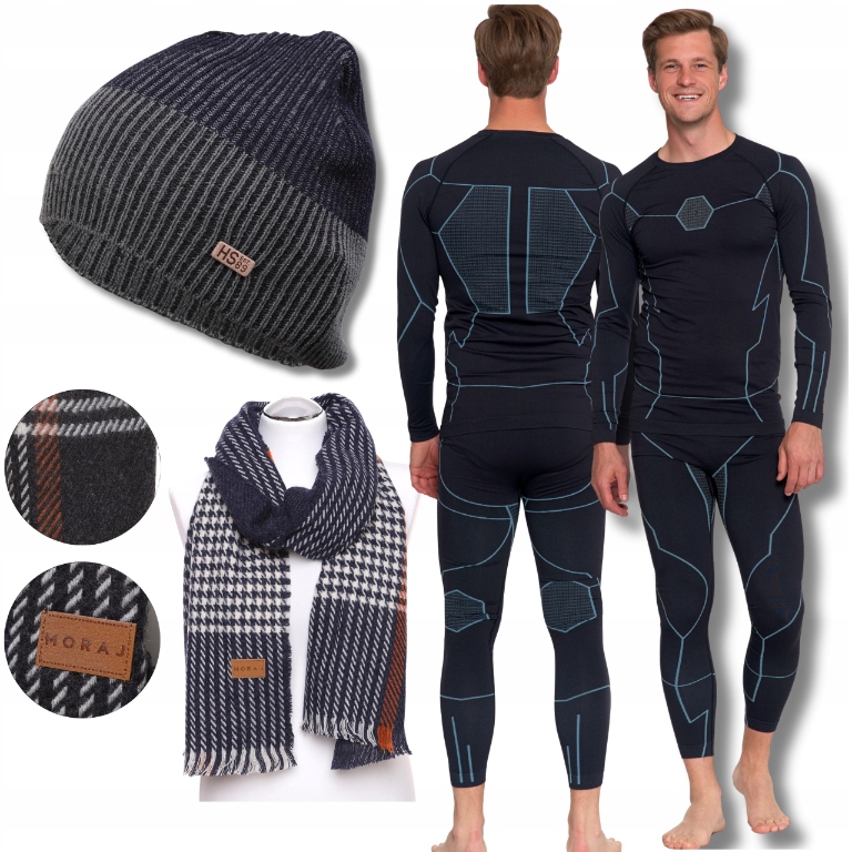 Pánské Termoaktivní Prádlo Set Čepice Zimní Teplá Šála Moraj XXL