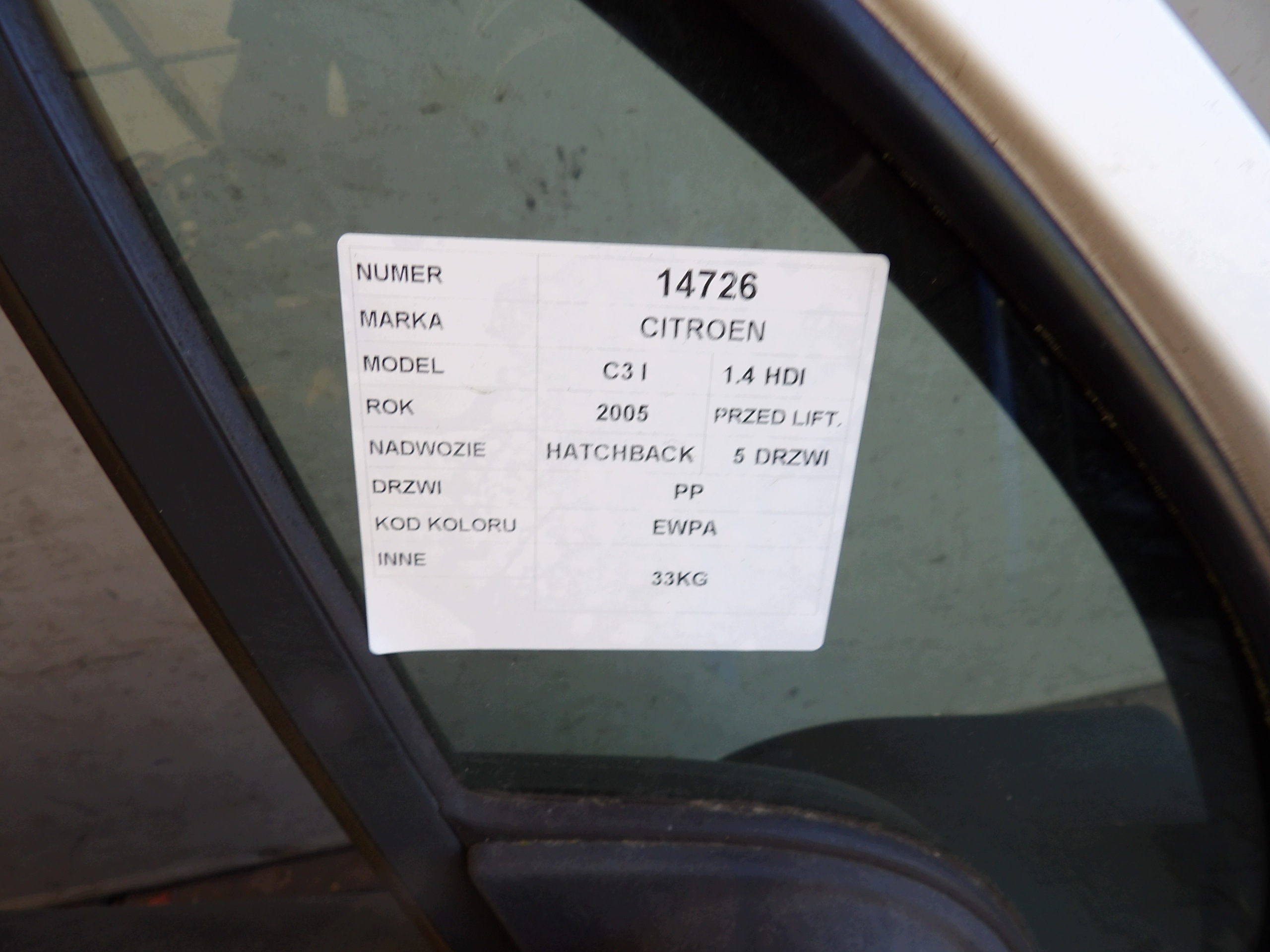 Citroen C3 door front right EWPA