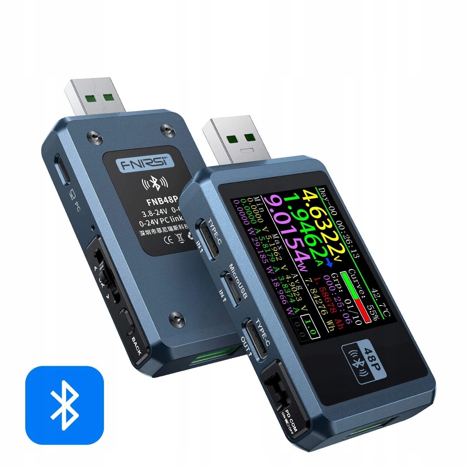 Fnirsi Usb měřič FNB48P s Bluetooth