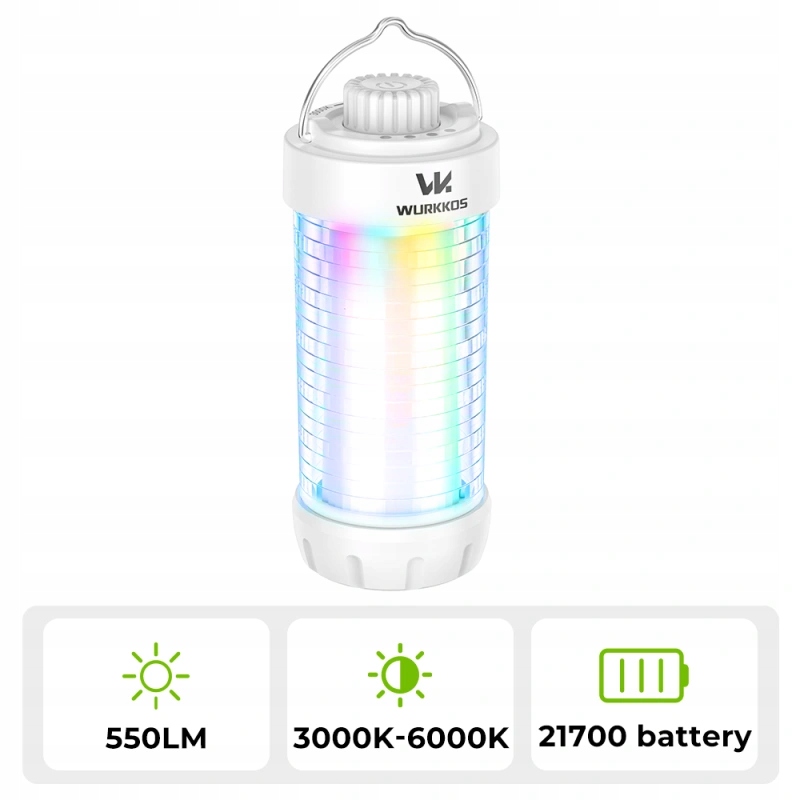 Wurkkos CL01 550LM Rgb 550LM Aku Latarka Led Kempingowa Power Bank Magnet.