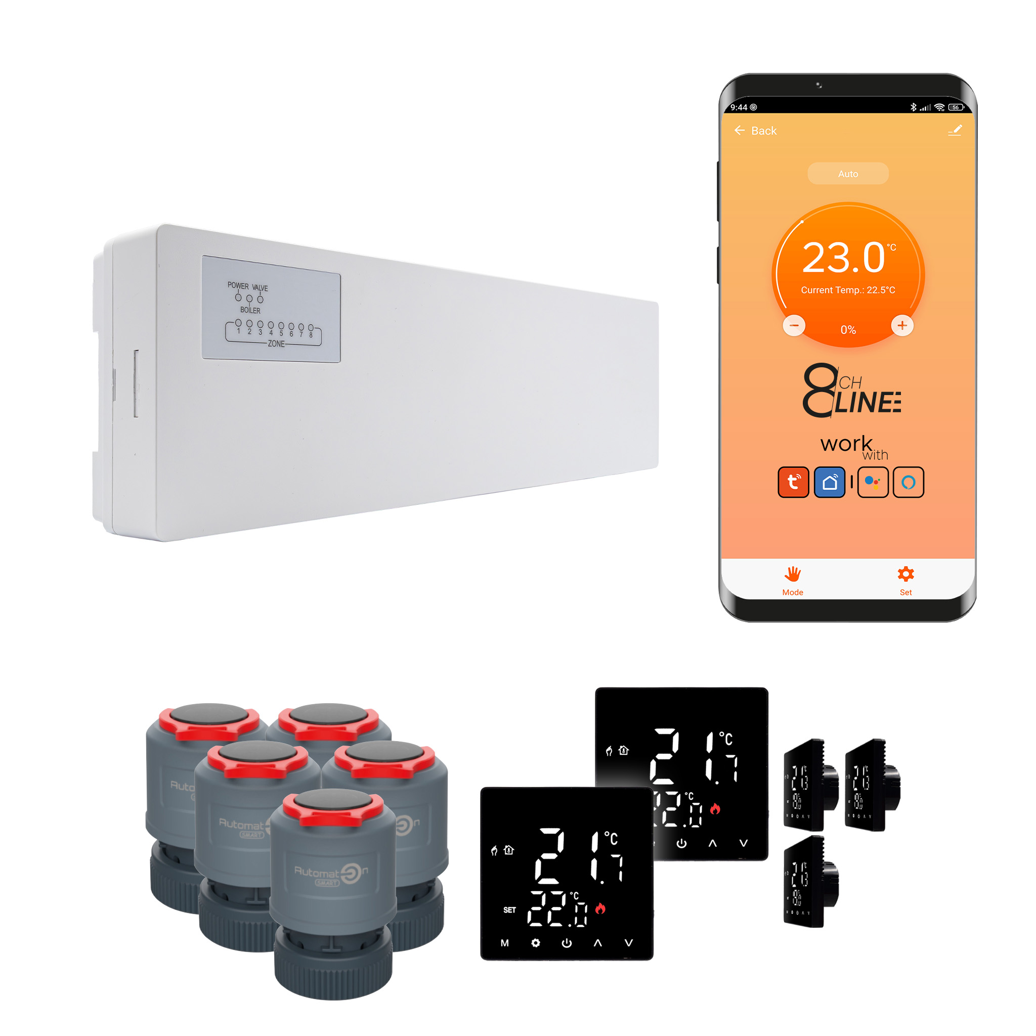 Súprava prívodov na vykurovanie Line 5 izieb termostat Std WiFi čierna