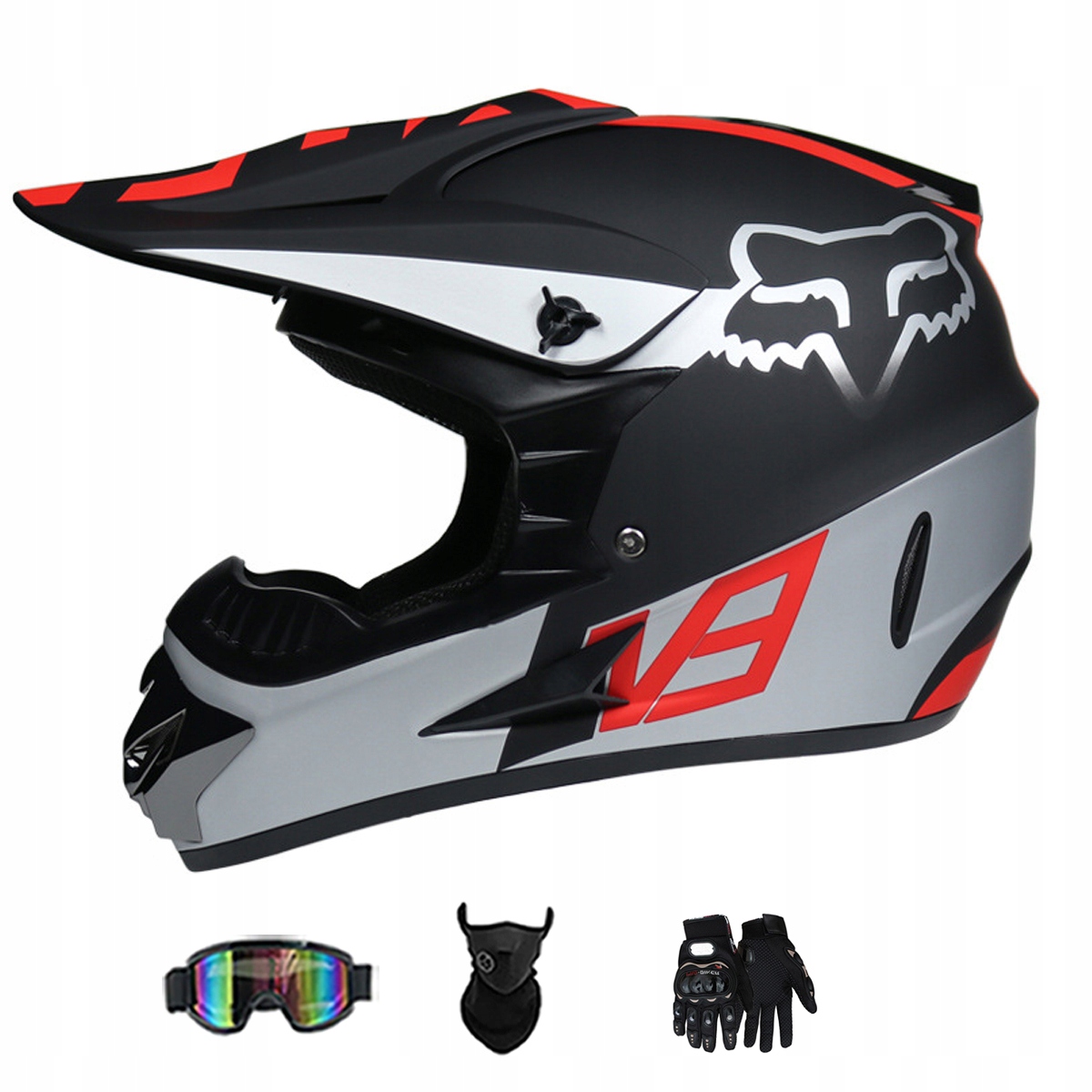 Motocyklová Přilba Lehká Enduro Quada Brýle Rukavice Maska M