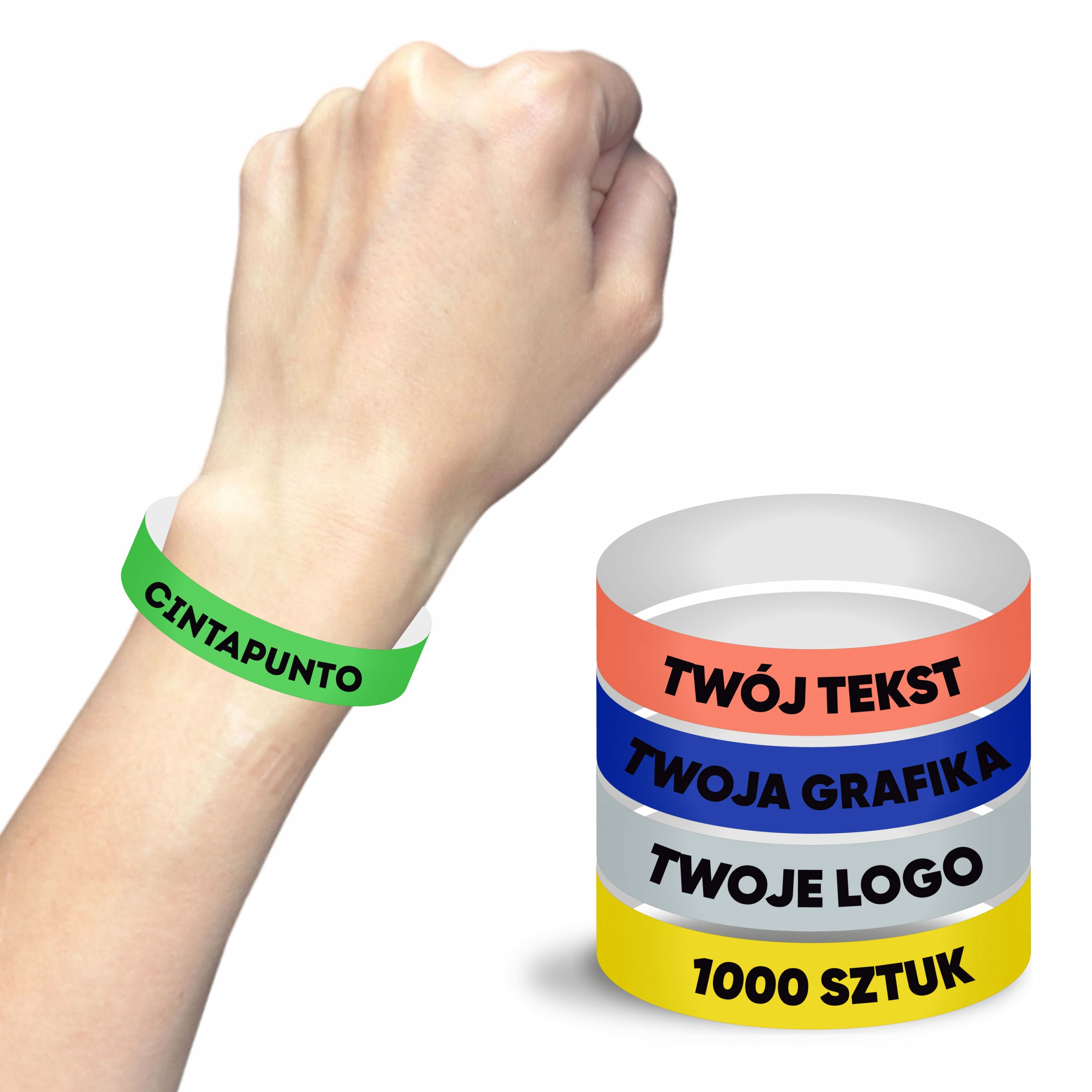 Opaski Na Rękę Tyvek Impreza Dyskoteka Event 1000 Szt. Z Nadrukiem 19MM