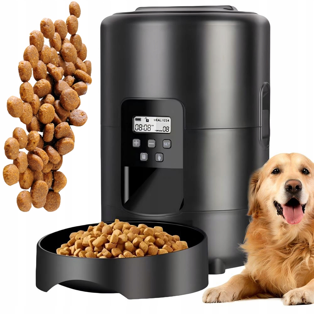 Levně Automatický Dávkovač Krmiva Pro Psa Kočku 2 L Časový Regulátor Černý
