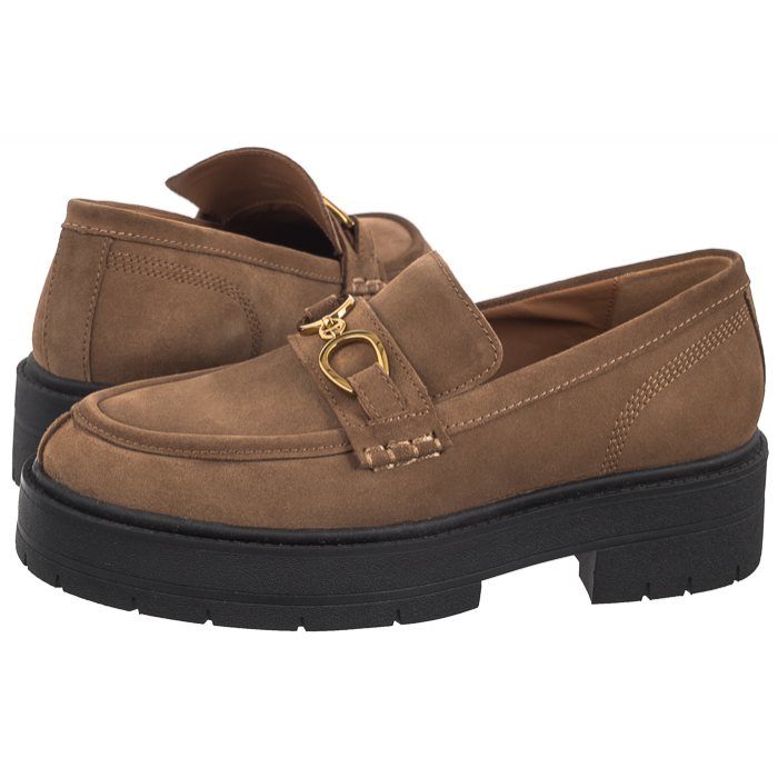 Dámské semišové mokasíny Geox D Spherica Suede Mud Hnědé