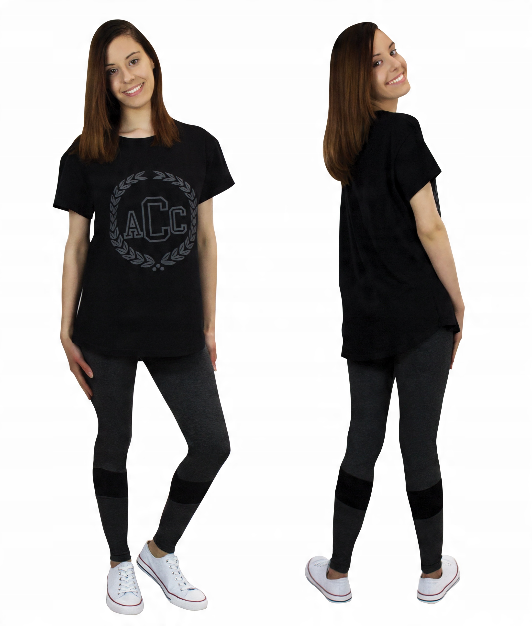 

Kobiecy Czarny Komplet Sportowy Tunika Legginsy M