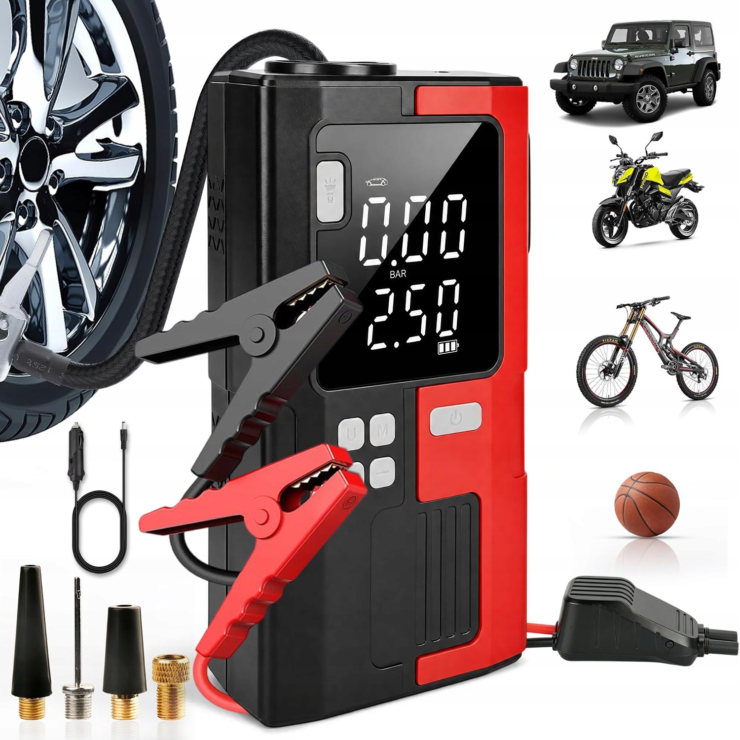 Silný Štartér Jump Starter Booster Powerbank 6000MAH S Baterkou Kompresor