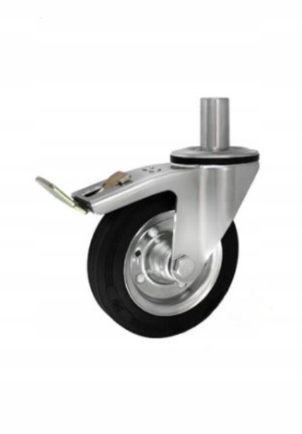 Kolečko o průměru 160 mm, kovovo-gumové, s hladkým trnem ø32x56, s brzdou