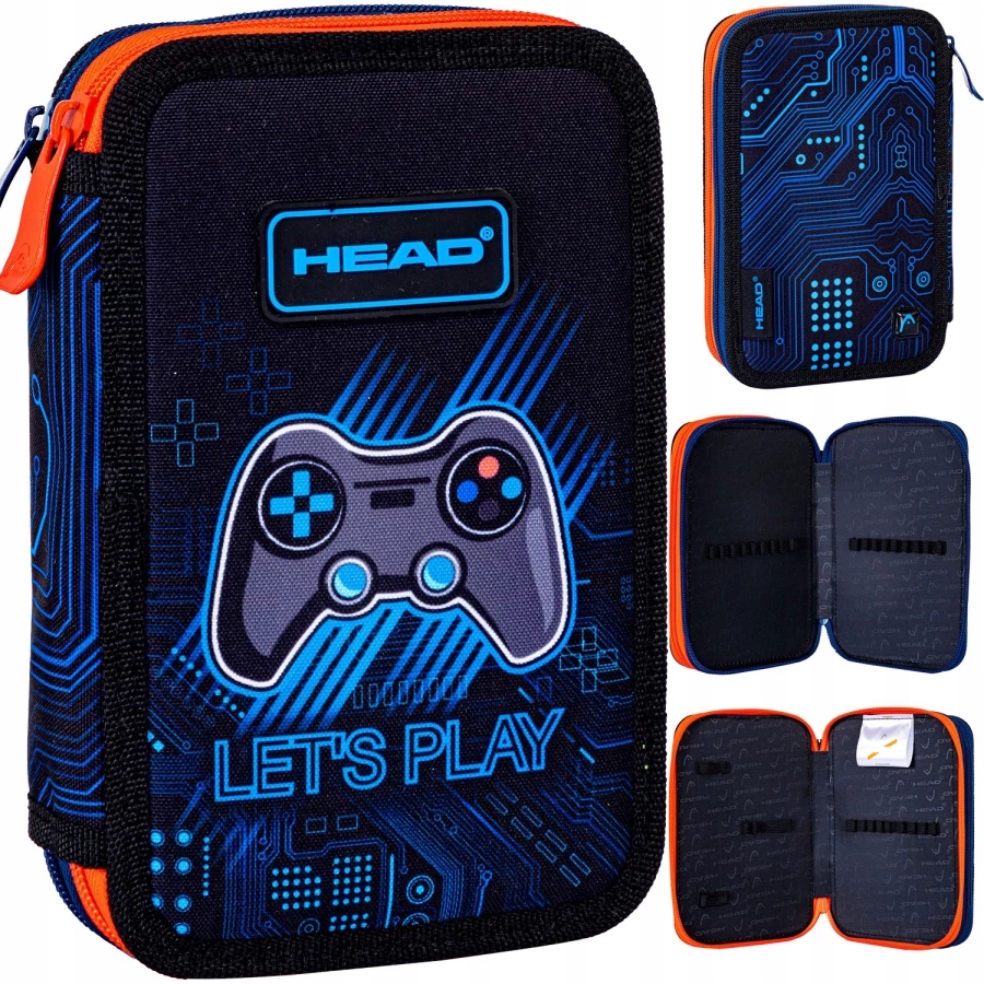 PIÓRNIK SZKOLNY PODWÓJNY DWUKOMOROWY DLA CHŁOPCA GRA PADY HEAD