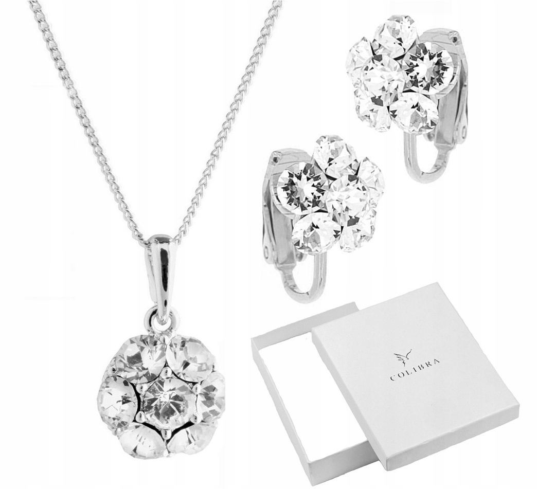 

Srebrny Komplet Biżuterii Z Kryształami Swarovski
