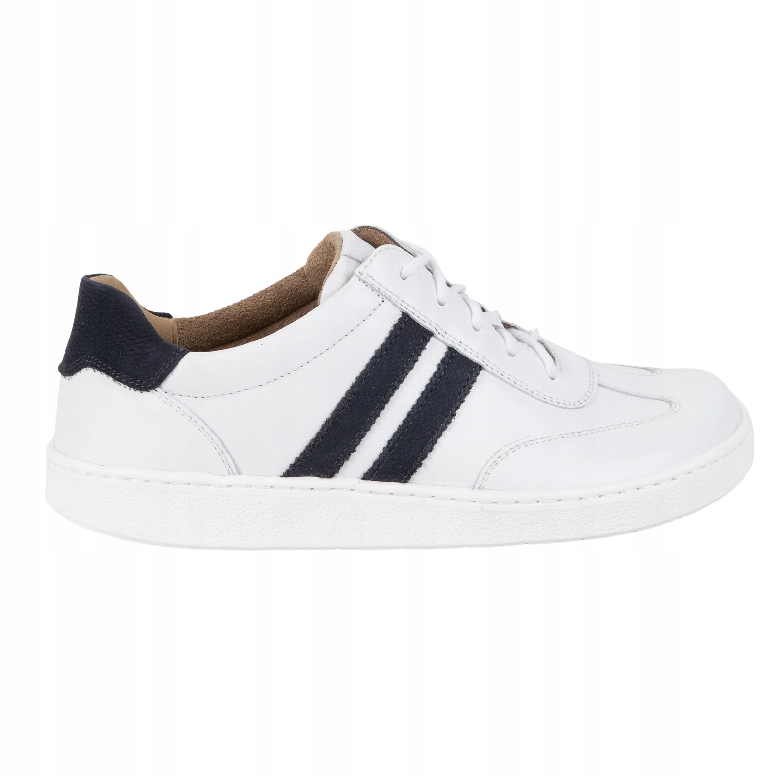 Olivier 1290 Pánské kožené boty Barefoot široká špička, bílé, velikost 46