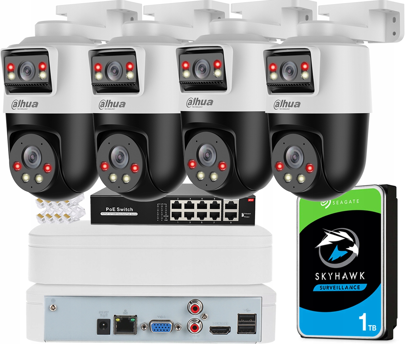 Sada na monitorovanie 4 kamier Dahua 2Mpx SDT2A200-2F-NB-A-PV Ai Dual Light