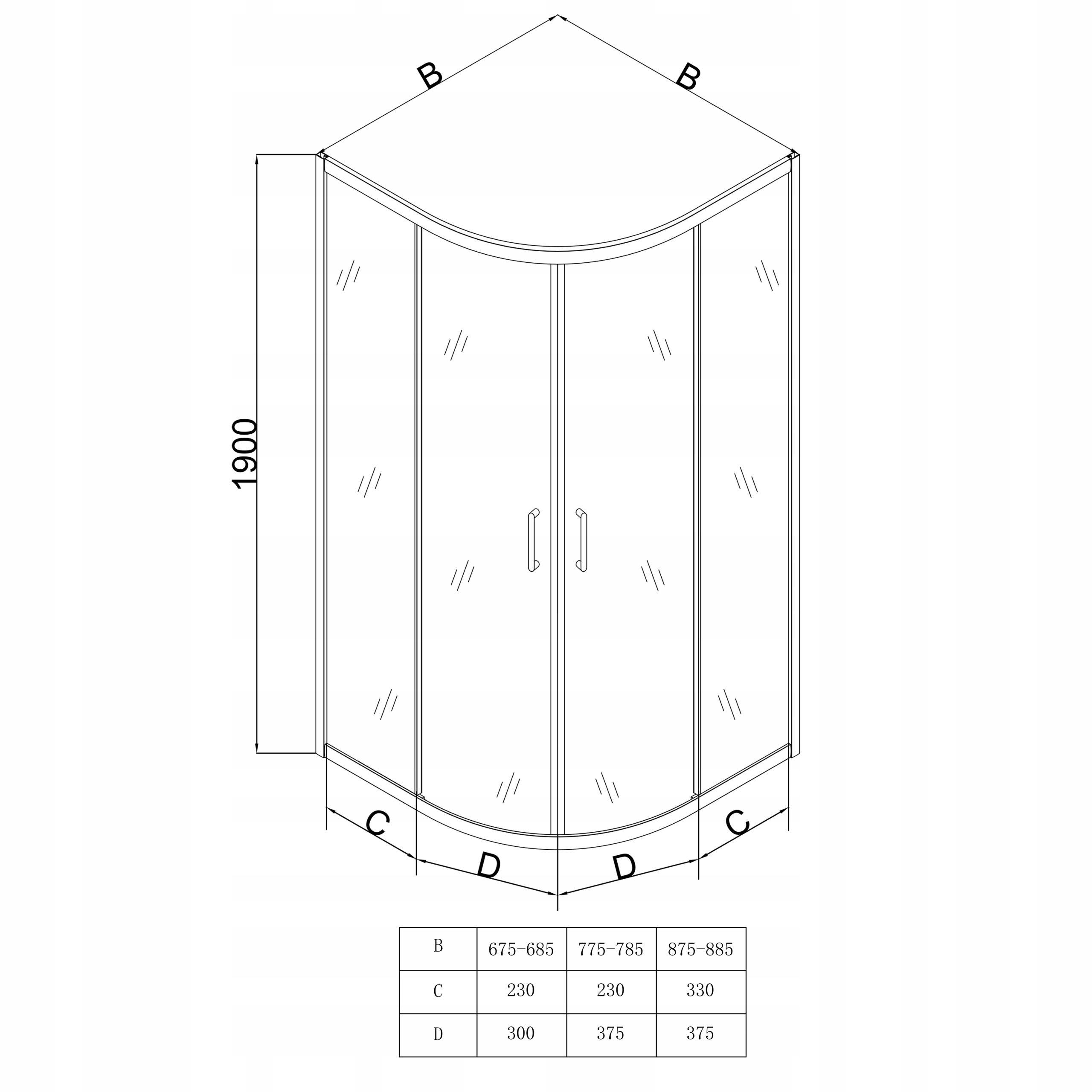 KABINA PRYSZNICOWA PÓŁOKRĄGŁA ROZSUWANA NAROŻNA 80x80 CM CHROM SZYBA ESG Marka SEVANTE