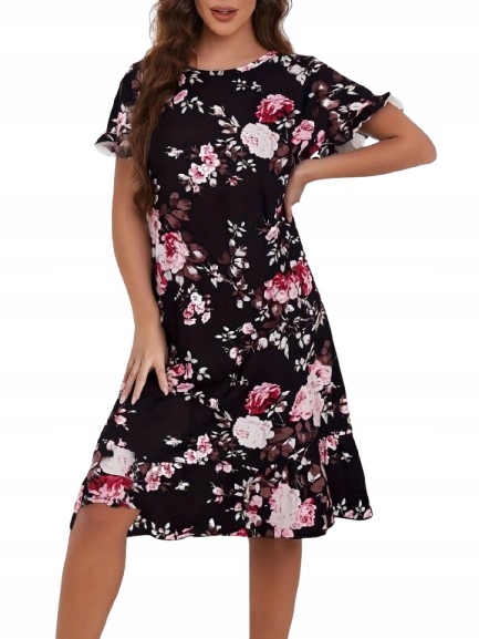 Elegantní Černá Košile Růže Květiny Provence Zahrada V Noci Floral Louka XL