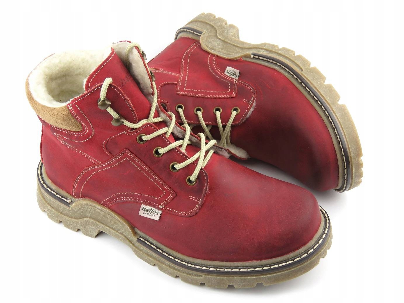 Buty męskie zima Helios ciepłe trapery czerwone 45 Długość wkładki 29.5 cm