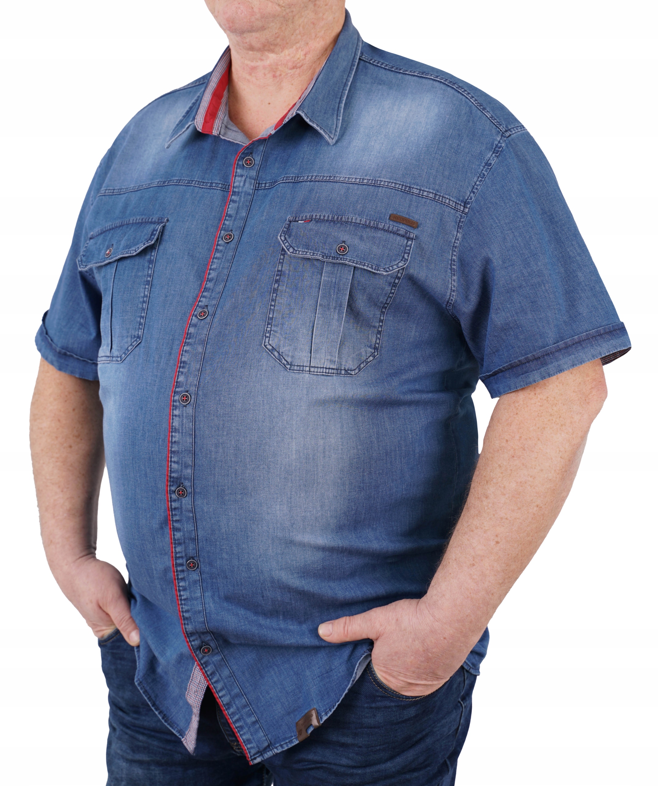 

Koszula Męska Jeansowa Duża Dżins Niebieska 4XL