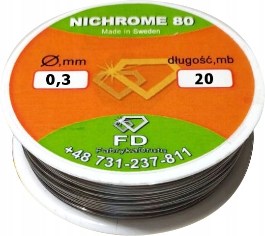 

Drut oporowy Nikrothal 80 Cr20 Ni80 0,3mm 20m