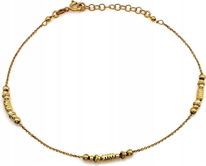 Stříbrný náramek 925 pozlacený na nohu s lesklými kuličkami r26