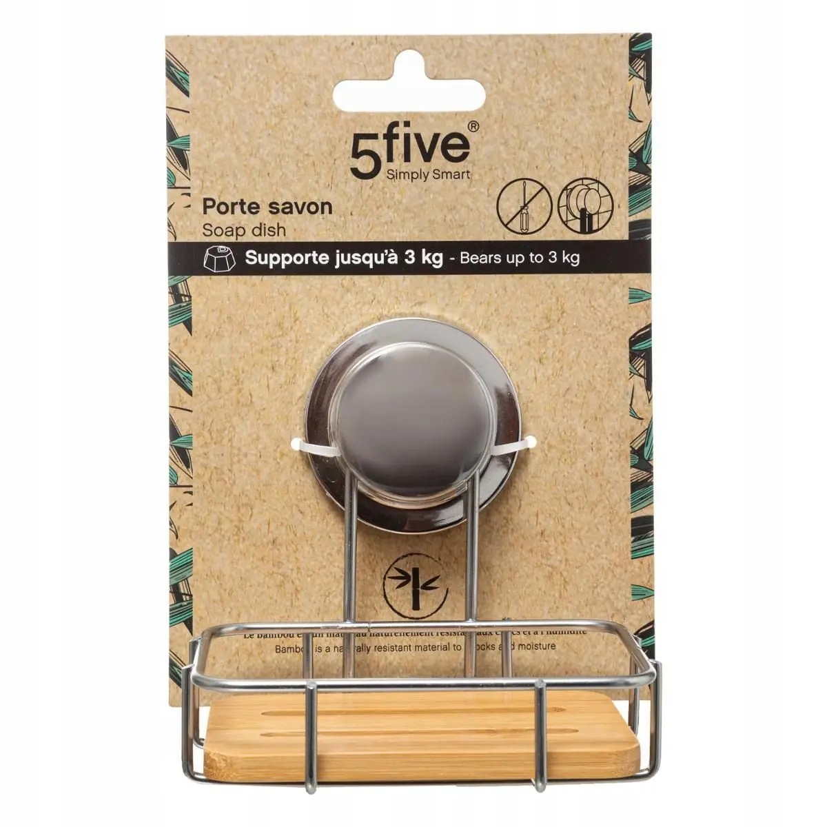 MYDELNICZKA bambus WISZĄCA na przyssawce CHROM Marka Five