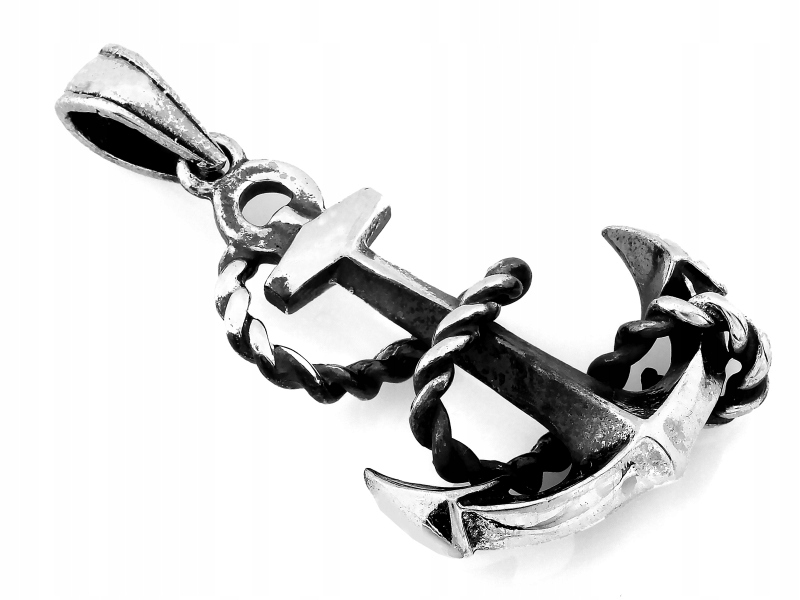 Přívěsek ze stříbra 925, velká mužská oxidovaná kotva pro něj