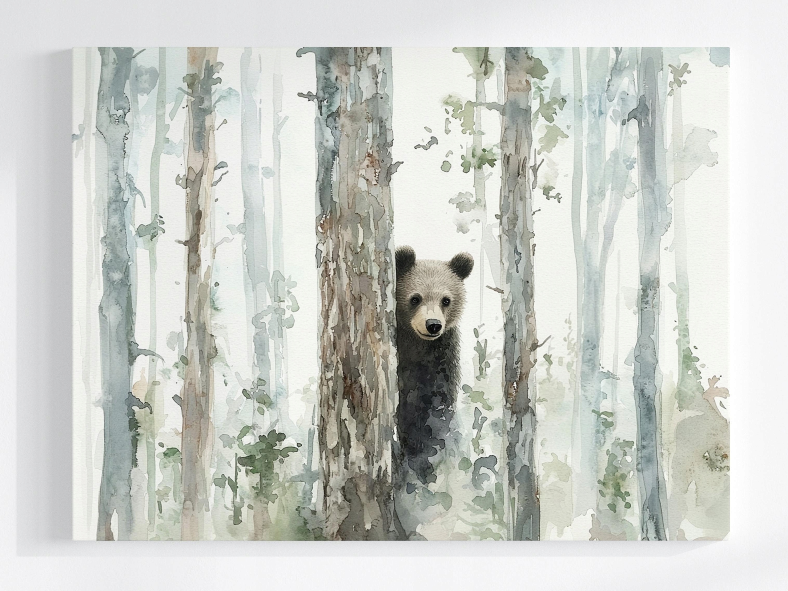 Obraz Na Plátně Canvas Medvěd Medvídek Les Stromy Příroda Akvarel 80x60
